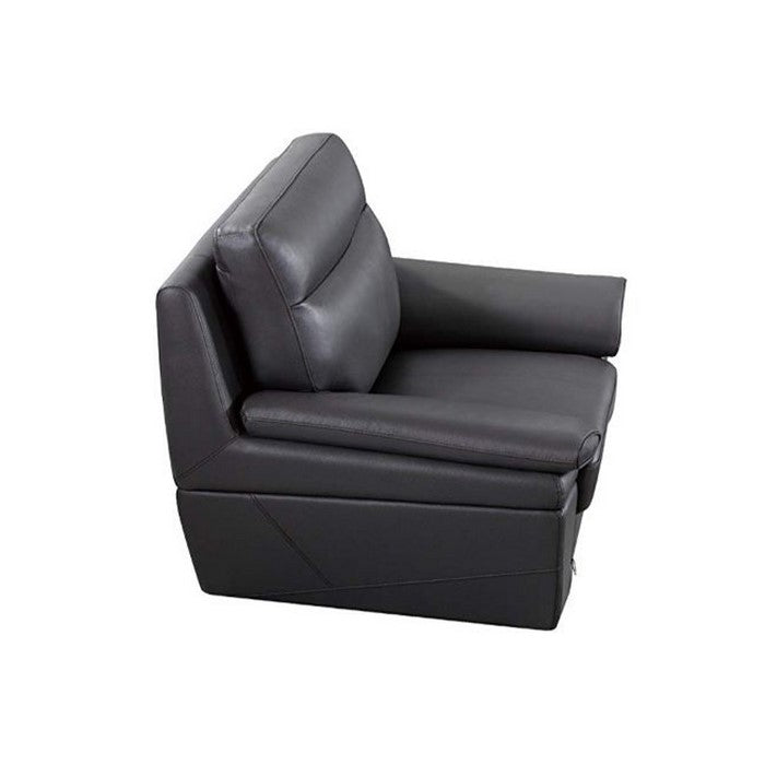 Leather Upholstered Wooden Sofa with Channel Tufted Backrest, Gray