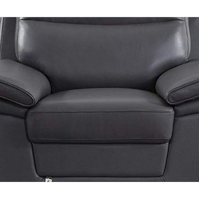 Leather Upholstered Wooden Sofa with Channel Tufted Backrest, Gray