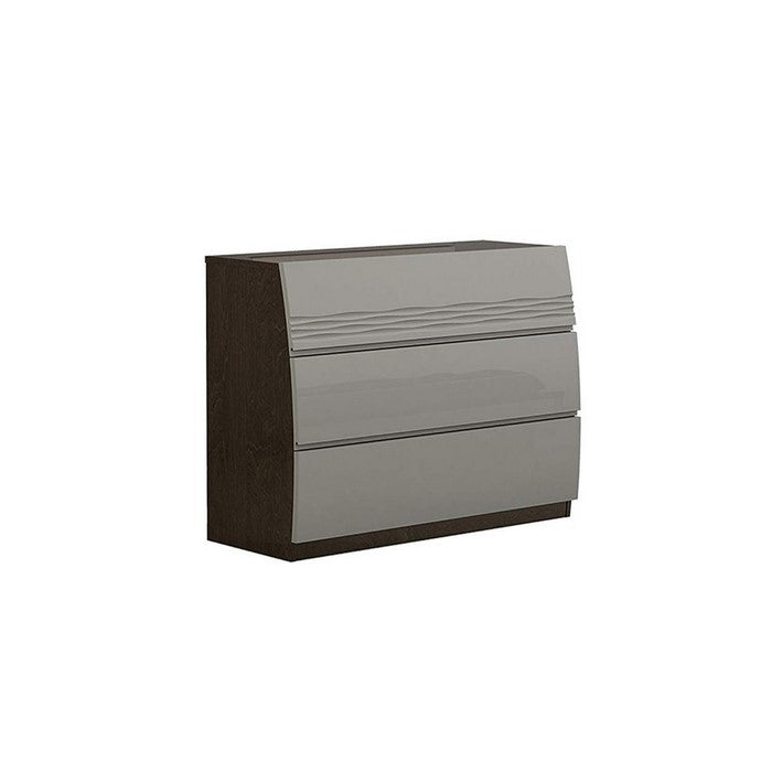 Wooden Drawer Dresser with Three Drawers, Gray and Brown