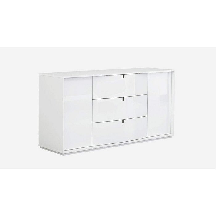 Wooden Dresser with Three Drawers and Two Cabinet, White