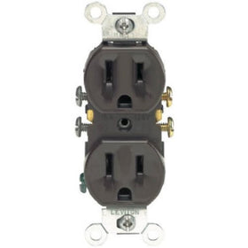 Leviton 5320 15 Amp, 125 Volt, Duplex Receptacle, Residential Grade, Grounding, All Screws Backed Out, Brown