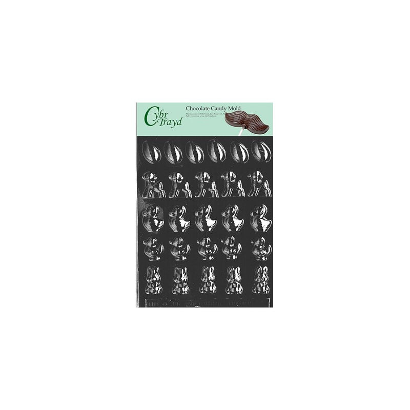 Cybrtrayd Life of the Party E010 Assorted 5-Piece Easter Chocolate Candy Mold in Sealed Protective Poly Bag Imprinted with Copyrighted Cybrtrayd Molding Instructions