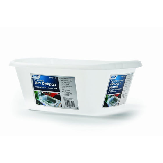 Camco Mini Dish Wash Pan - Perfect for RV Sinks, Marine Sinks, Compact Kitchen Sinks, Camping and Outdoors - White (43516)