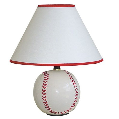 ORE International 604BB Ceramic 60-Watt Baseball Table Lamp, White / Cream