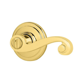 Kwikset 730LL 3 CP Lido Bed/Bath Lever, Polished Brass