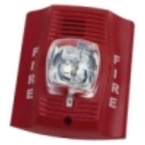 Horn Strobe, Wall, 2-Wire, Std Candela, Red