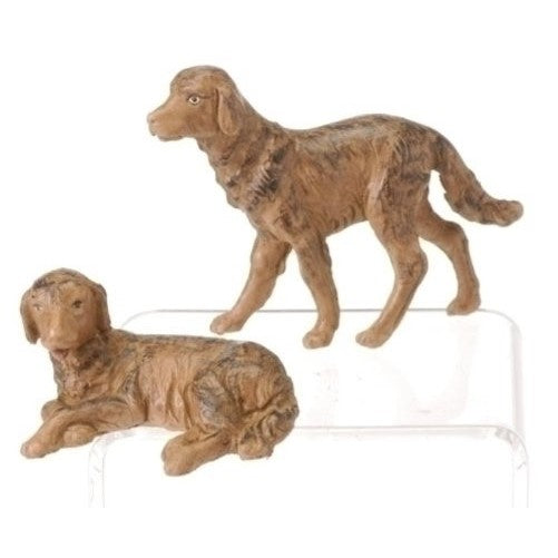 Fontanini Standing and Sitting Dogs Italian Nativity Village Figurine Set of 2