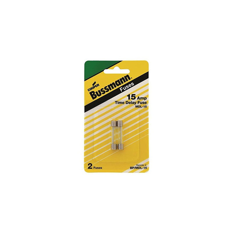 Bussman BP/MDL-15 15 Amp Glass Tube Time Delay Fuse 2 Count