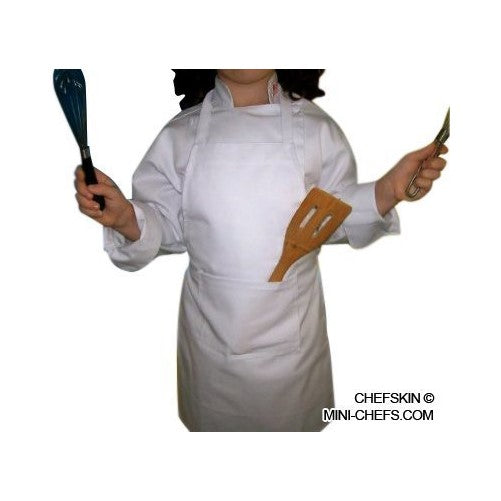 Chefskin Lightweight White Apron Kids Children Fits 2-7 Yr Fabric