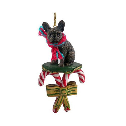 French Bulldog Candy Cane Christmas Ornament