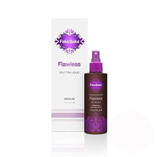 Self Tanning Liquid Solution Flawless by Fake Bake | Luxurious and Fast-Drying Solution that delivers a Beautiful Streak-Free Golden Glow | Black Coconut Scent | 6 fl oz