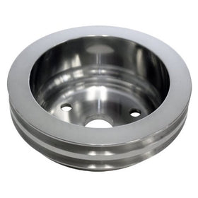 CHEVY SMALL BLOCK POLISHED ALUMINUM CRANK PULLEY - 2 GROOVE (LWP)