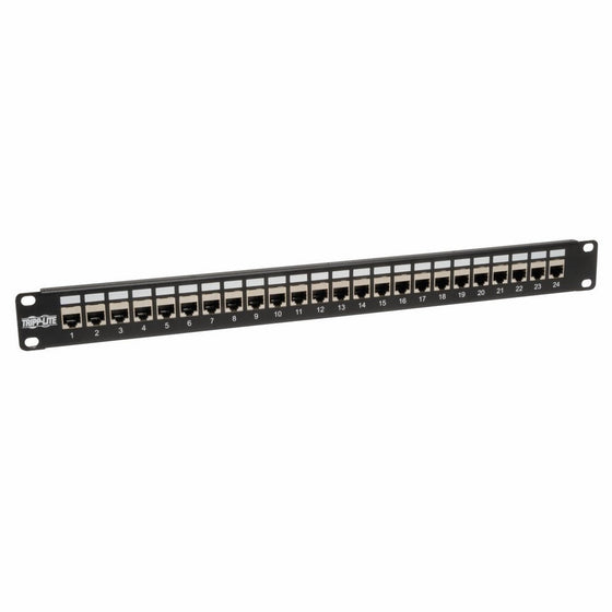 Tripp Lite 24-Port Cat6 / Cat5 Patch Panel STP Shielded RJ45 Ethernet 1U Rackmount TAA (N254-024-SH)