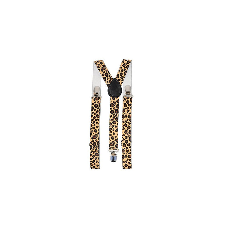 Men's Unisex Clip-on Braces Elastic "Beige Leopard" Suspender