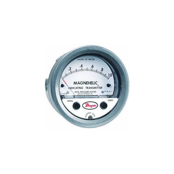 Dwyer Magnehelic Series 605 Differential Pressure Indicating Transmitter, 0-10"WC Range