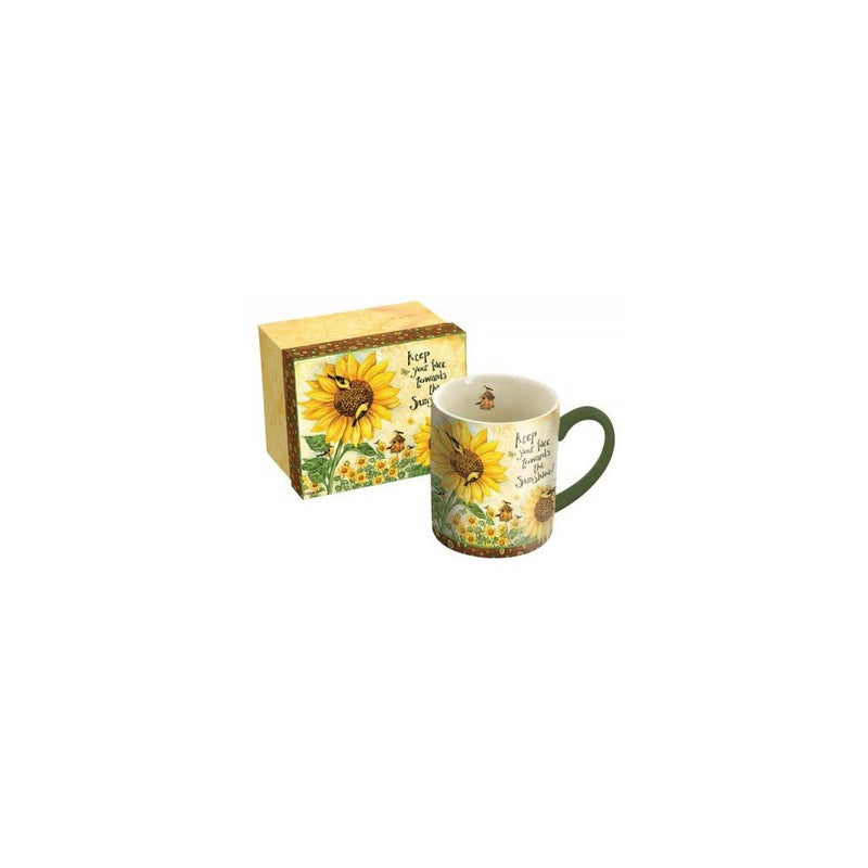LANG - 14 oz. Ceramic Coffee Mug - "Sunflowers", Art by Debi Hron- Goldfinch, Birdhouse