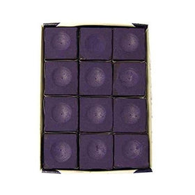 Sterling Gaming Silver Cup Pool Table Chalk in Purple - 12 Pc Set