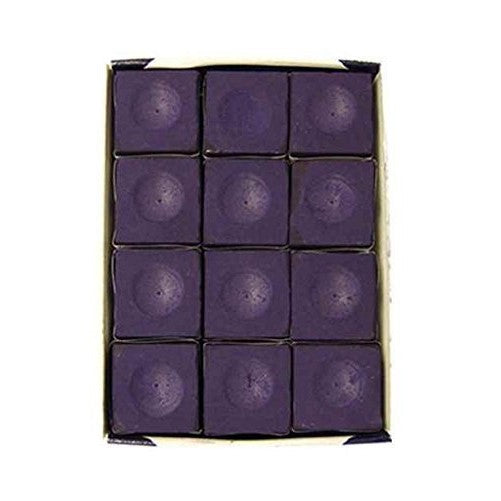 Sterling Gaming Silver Cup Pool Table Chalk in Purple - 12 Pc Set