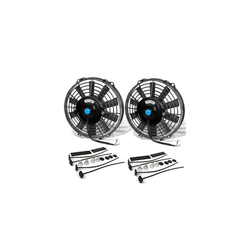 9 Inch High Performance Black Electric Radiator Cooling Fan Kit (Pack of 2)