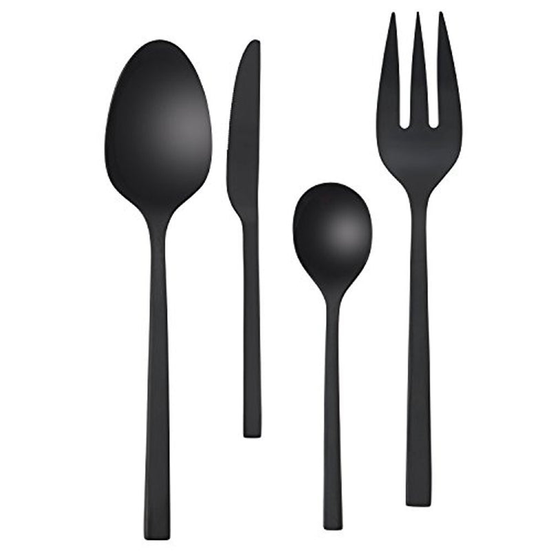 Vera Wang Wedgwood Polish Noir Flatware 4-Piece Hostess Set, Black