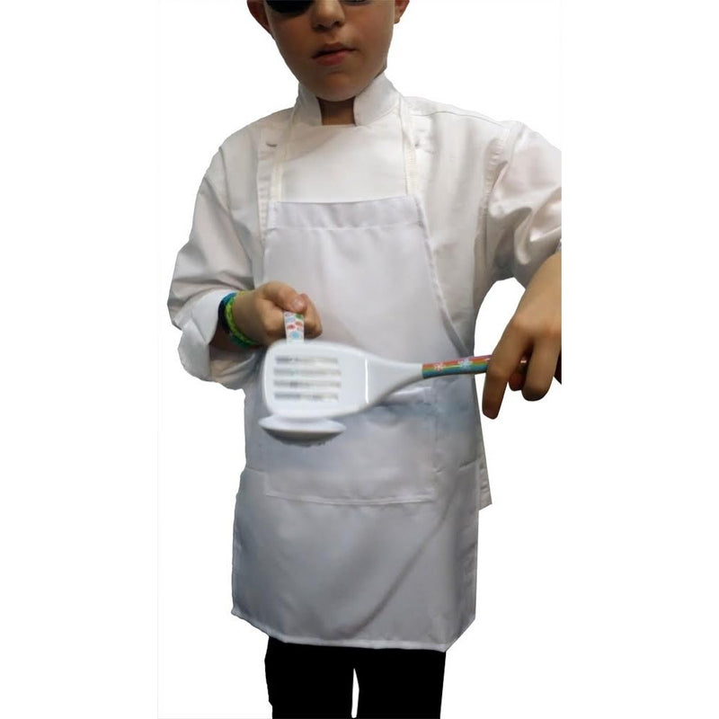 CHEFSKIN M White Kid Children Chef Set (Apronhat) Lite Fabric Fits 8-12