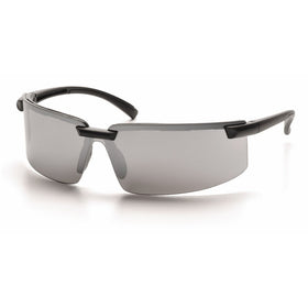 (12 Pair) Pyramex Surveyor Glasses Black Frame/Silver Mirror Lens (SB6170S)