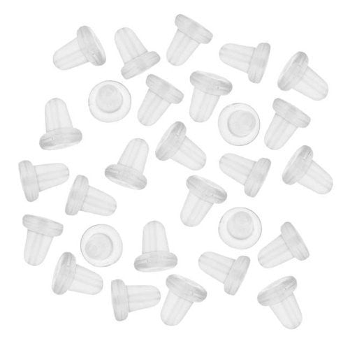 Flyshop 50 Pcs Clear White Rubber Earrings Back Stoppers Smaller Size