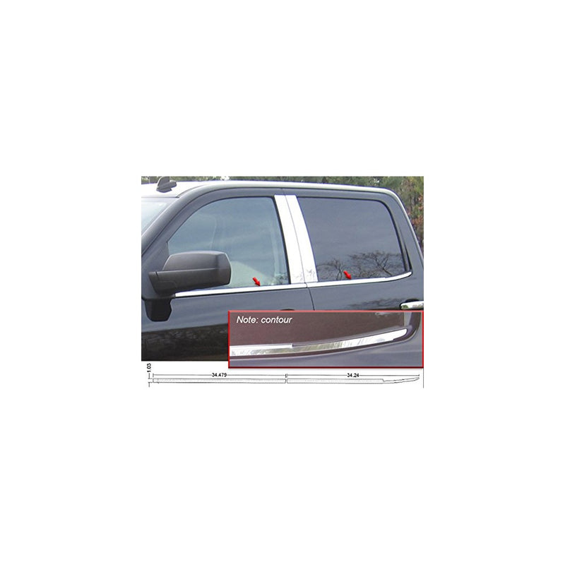 QAA FITS SILVERADO 2014-2018 CHEVROLET (4 Pc Stainless Steel Window Sill Trim, 4-door, Crew Cab) WS54184