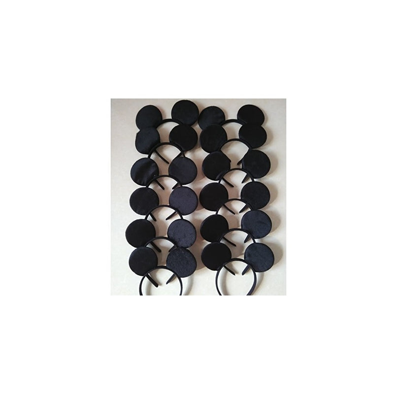 CHuangQi Mouse Ears Headband, Solid Black (Set of 12)