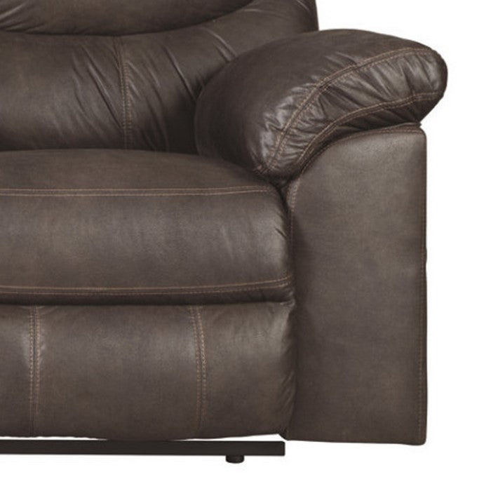 Polyester Upholstered Metal Double Reclining Loveseat with Console and Cup Holders, Black