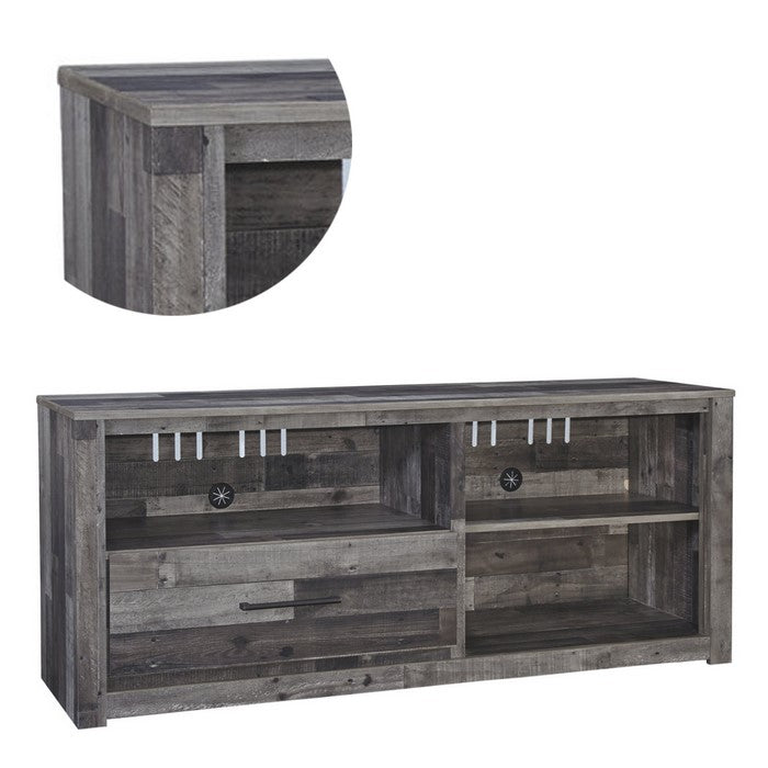 Roomy Wooden TV Stand with Fireplace Option, Large,  Gray