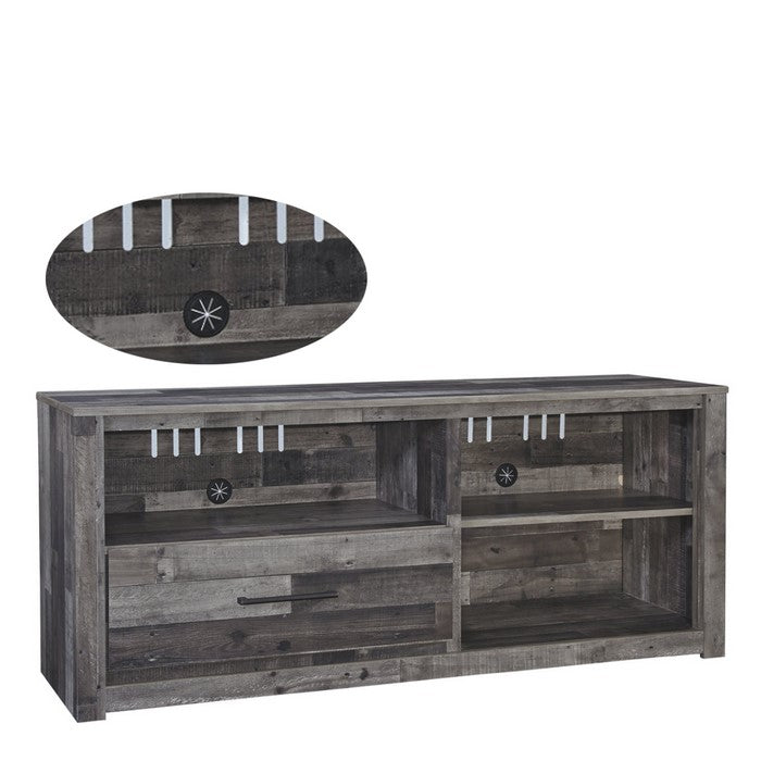 Roomy Wooden TV Stand with Fireplace Option, Large,  Gray