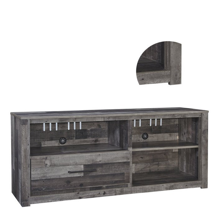 Roomy Wooden TV Stand with Fireplace Option, Large,  Gray