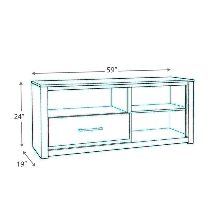Roomy Wooden TV Stand with Fireplace Option, Large,  Gray