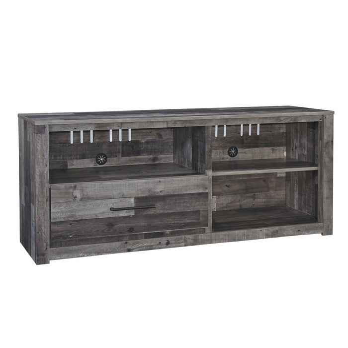 Roomy Wooden TV Stand with Fireplace Option, Large,  Gray