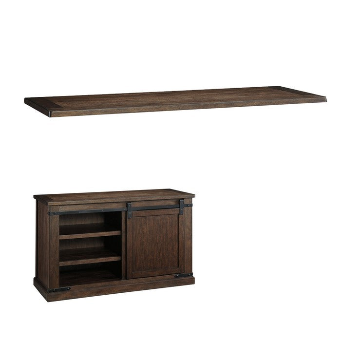 Spacious Wooden TV Stand with Sliding Barn Door Storage, Medium, Rustic Brown