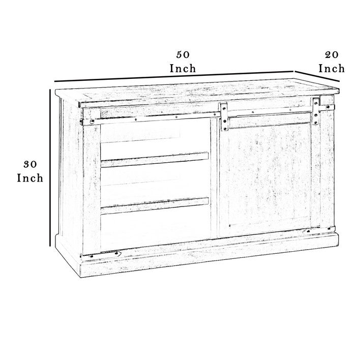 Spacious Wooden TV Stand with Sliding Barn Door Storage, Medium, Rustic Brown