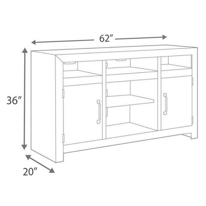 Wooden TV Stand with 5 Open Compartments and 2 Doors, Brown