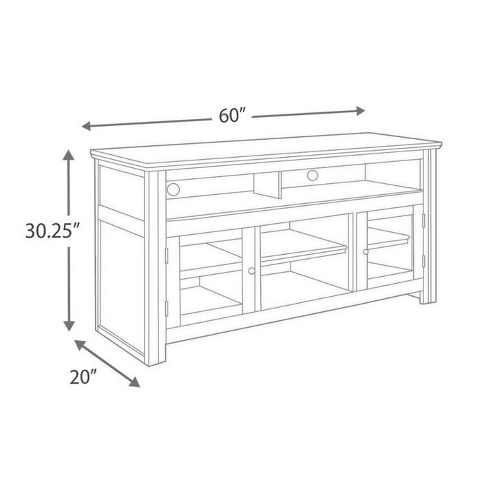 Wooden TV Stand with Two Glass Inserted Door Cabinets and Open Shelves, Large, Brown