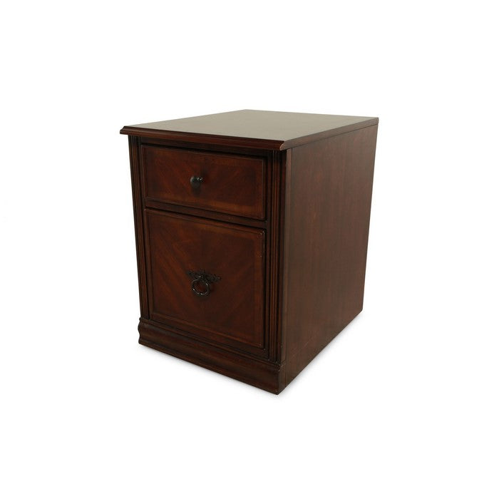 Transitional Style Wooden File Cabinet with Two Spacious Drawers, Brown