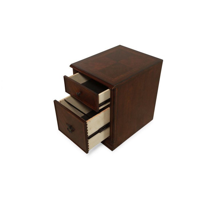 Transitional Style Wooden File Cabinet with Two Spacious Drawers, Brown