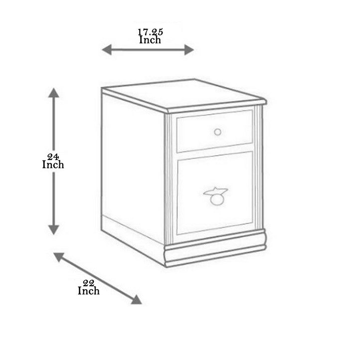 Transitional Style Wooden File Cabinet with Two Spacious Drawers, Brown