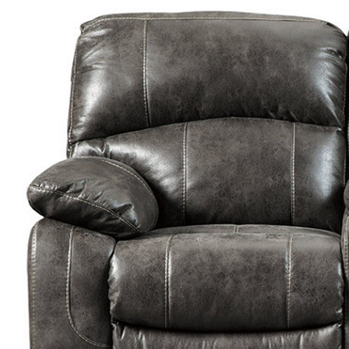 Polyester Upholstered Metal Power Reclining Loveseat with Console, Gray