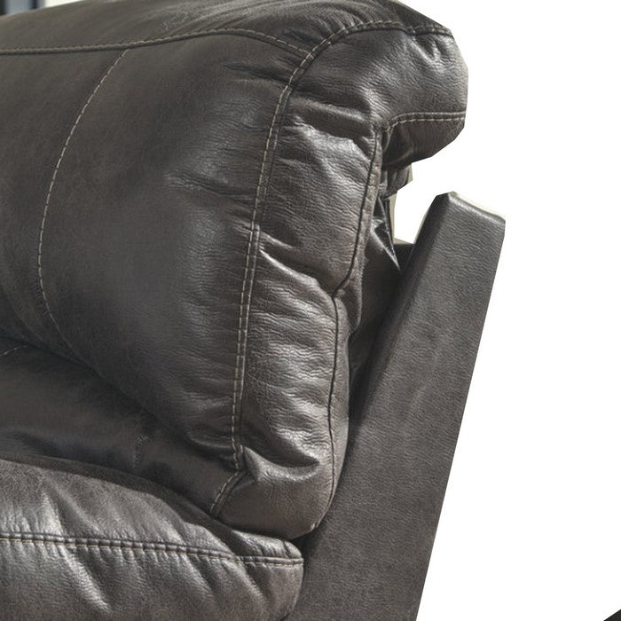 Polyester Upholstered Metal Power Reclining Loveseat with Console, Gray