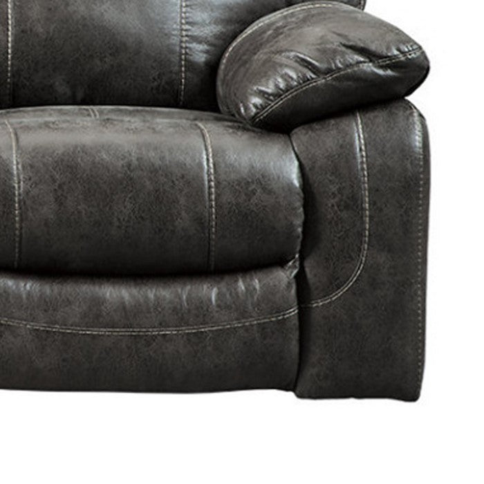 Polyester Upholstered Metal Power Reclining Loveseat with Console, Gray