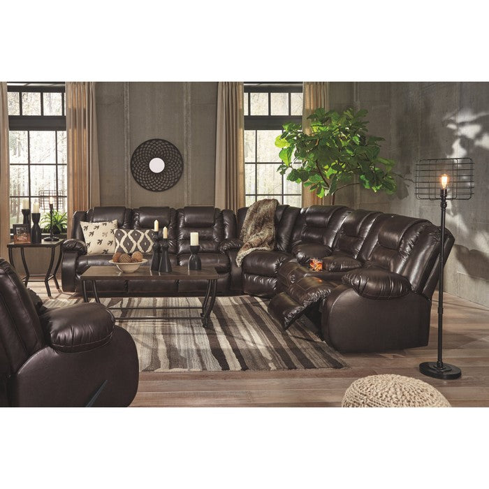Leatherette Upholstered Metal Reclining Loveseat with Lift Top Storage Console, Brown