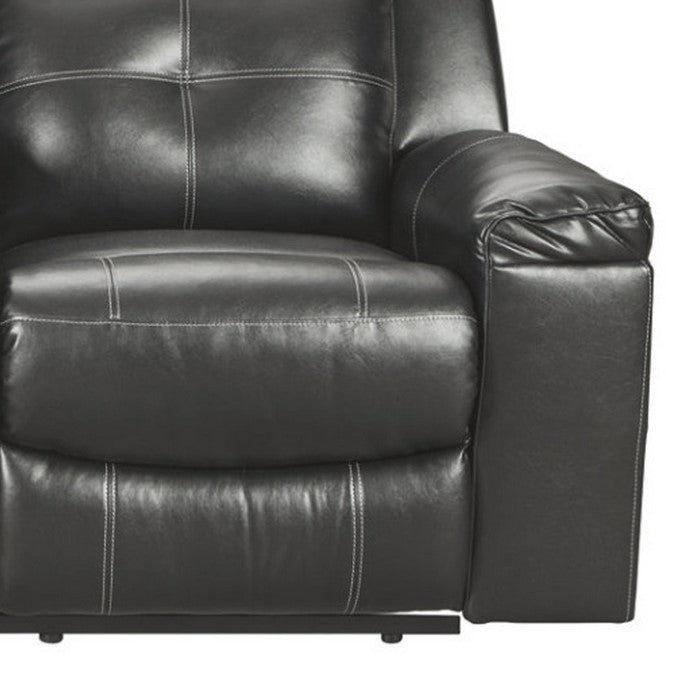 Leatherette Upholstered Metal Reclining Loveseat with Storage Console and LED Lighting, Black