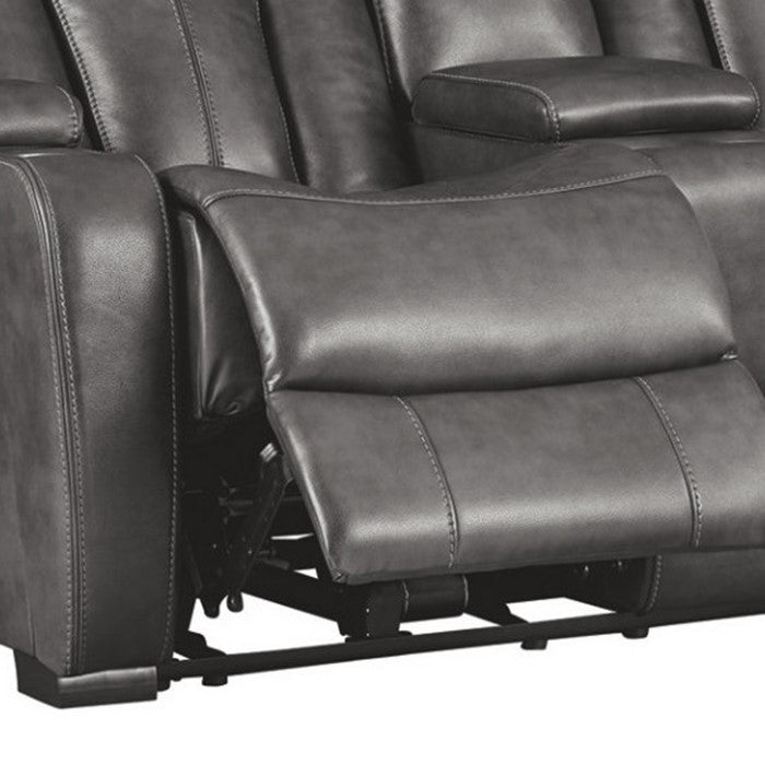 Polyester Upholstered Metal Power Reclining Loveseat with Console, Black