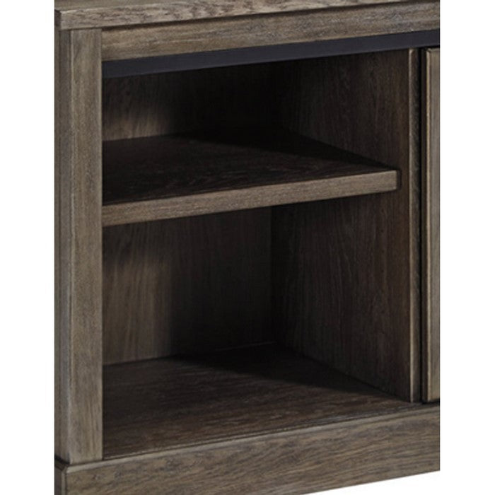 Wooden Credenza with Faux Cement Top and Sliding Door Storage, Large, Gray