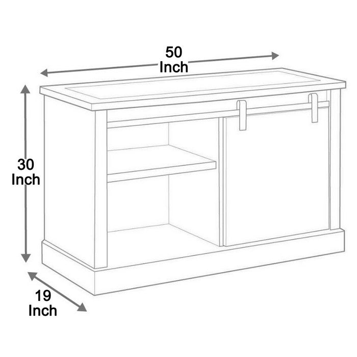 Wooden Credenza with Faux Cement Top and Sliding Door Storage, Large, Gray